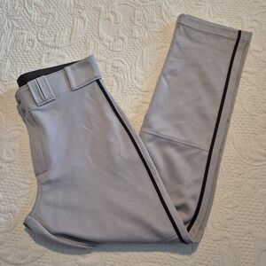 Easton boys size YXL gray full length baseball pants, black stripe EUC